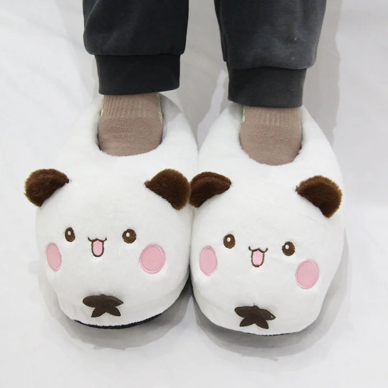 2025 New Panda Bubu And Yier Slippers Cartoon Panda Indoor Couple'S Warm Cotton Slippers Autumn And Winter Gift Birthday Gift Good Vibrations