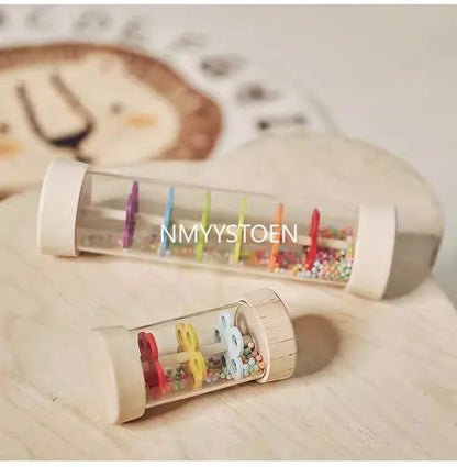 Baby Wooden Rain Sound Pipe Simulation Rain Sound Wooden Toy Gift Hourglass Fun Music Shaker Early Education Enlightenment Toy Good Vibrations