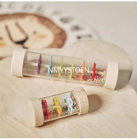 Baby Wooden Rain Sound Pipe Simulation Rain Sound Wooden Toy Gift Hourglass Fun Music Shaker Early Education Enlightenment Toy Good Vibrations