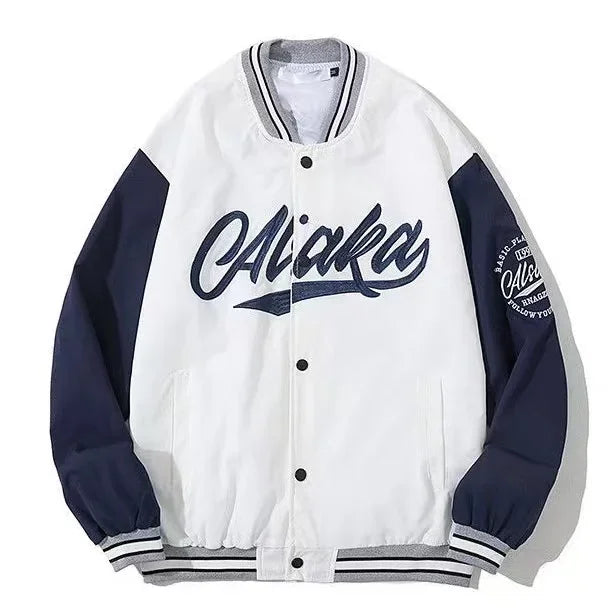 Street Popular Letter Flocking Embroidered Jacket And Coat Men 2023 New Y2K Harajuku Hip Hop Spliced Motorcycle Baseball Uniform Good Vibrations