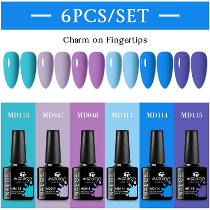 MSRUIOO 6pcs Nude Pink Gel Nail Polish Set Glitter Colorful Semi Permanent UV Gel Kits DIY Nail Art Painting Varnish Manicure Good Vibrations