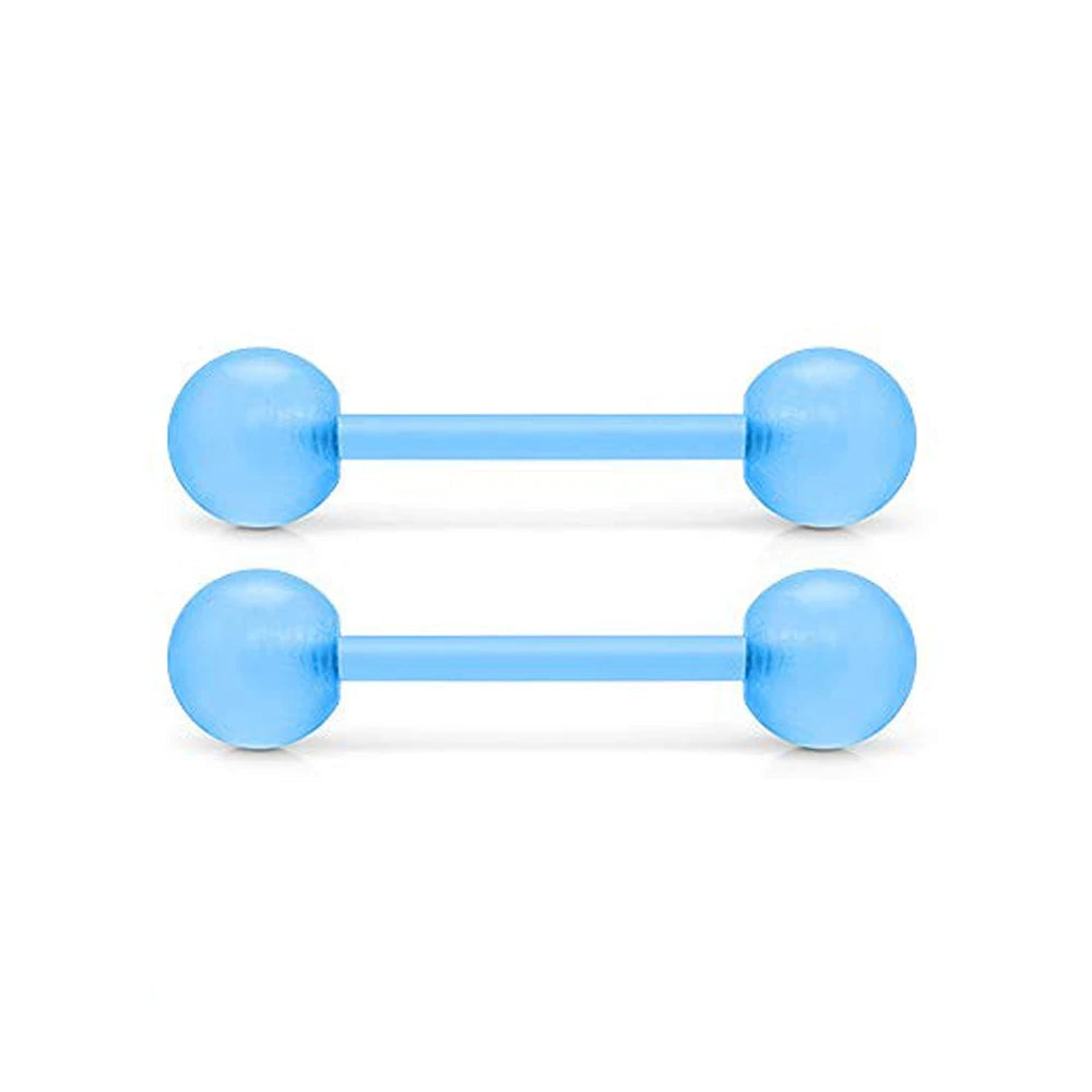 2 Pieces 14G 16mm Night Glow Flexible Acrylic Straight Tongue Ring pacifier Ring Fixed Perforated For Woman and Man Good Vibrations