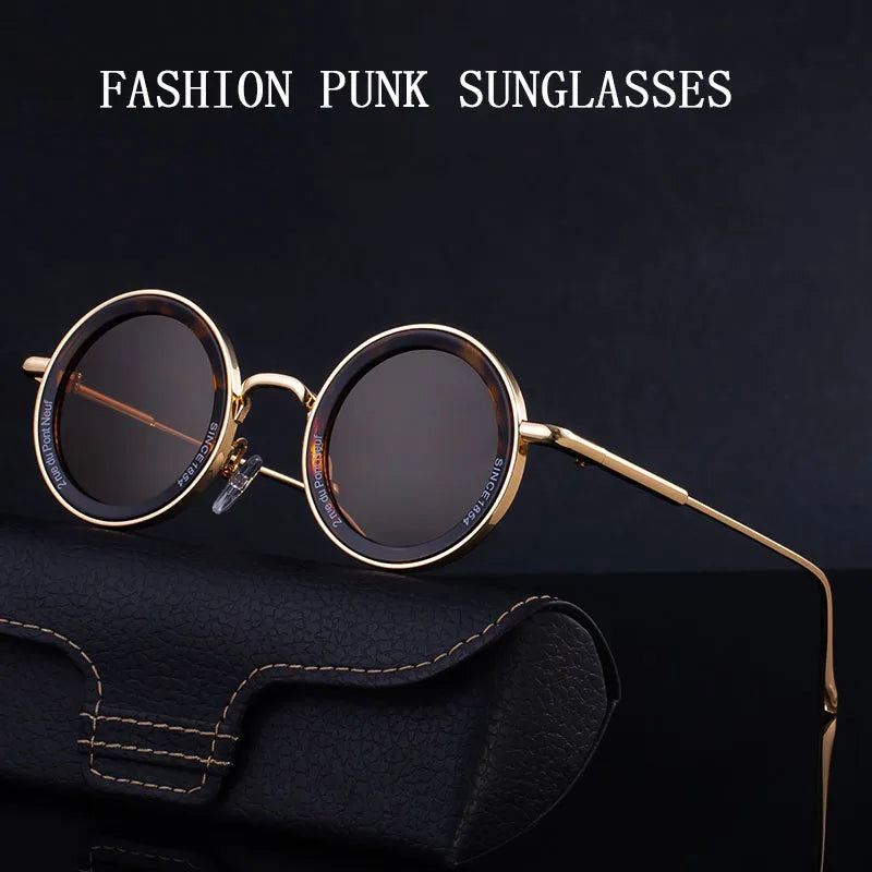 2025 Steampunk Sunglasses For Men Fashion Round Punk Sunglasses Vacation Oculos Outdoor Glasses Vintage Designer Trending Lentes Good Vibrations