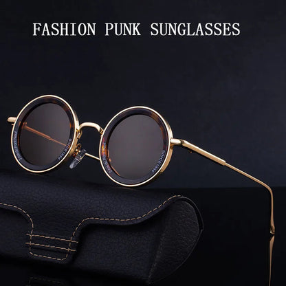 2025 Steampunk Sunglasses For Men Fashion Round Punk Sunglasses Vacation Oculos Outdoor Glasses Vintage Designer Trending Lentes Good Vibrations