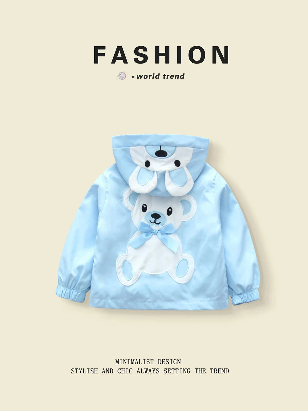 Cute Teddy Bear - Designed Hooded Outerwear for 3 - 10 - Year - Old Girls in Spring - Autumn Good Vibrations