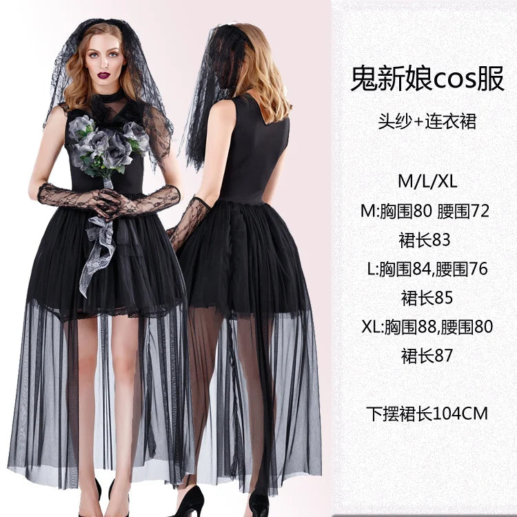 Women Halloween Vampire couple uniform Purim Cosplay Costumes men Horror Ghost Dead Zombie Corpse Bride costume Dress adult Good Vibrations