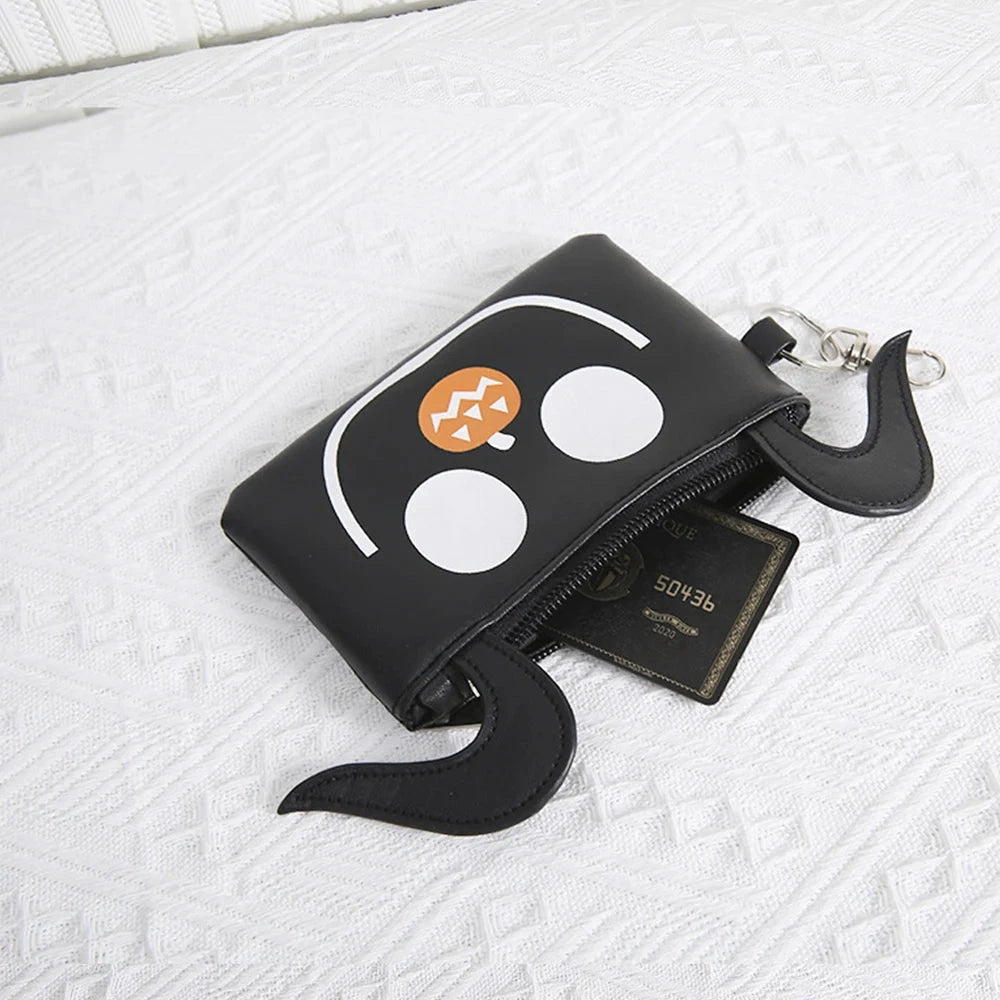 Halloween Pattern Coin Purse For Women Card Wallet Students Multi Pocket Zipper Key Bag Portable Lipstick Bank Card Storage Bag Good Vibrations