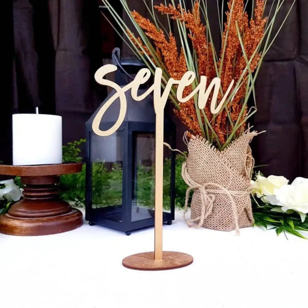 Wedding Wooden Table Numbers With Base Laser Cut Birthday Party Decor Gifts Rustic Custom Wedding Reception Table Centerpieces Good Vibrations