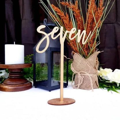 Wedding Wooden Table Numbers With Base Laser Cut Birthday Party Decor Gifts Rustic Custom Wedding Reception Table Centerpieces Good Vibrations
