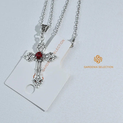 Cross pendant necklace Gothic style zircon inlaid pendant Good Vibrations