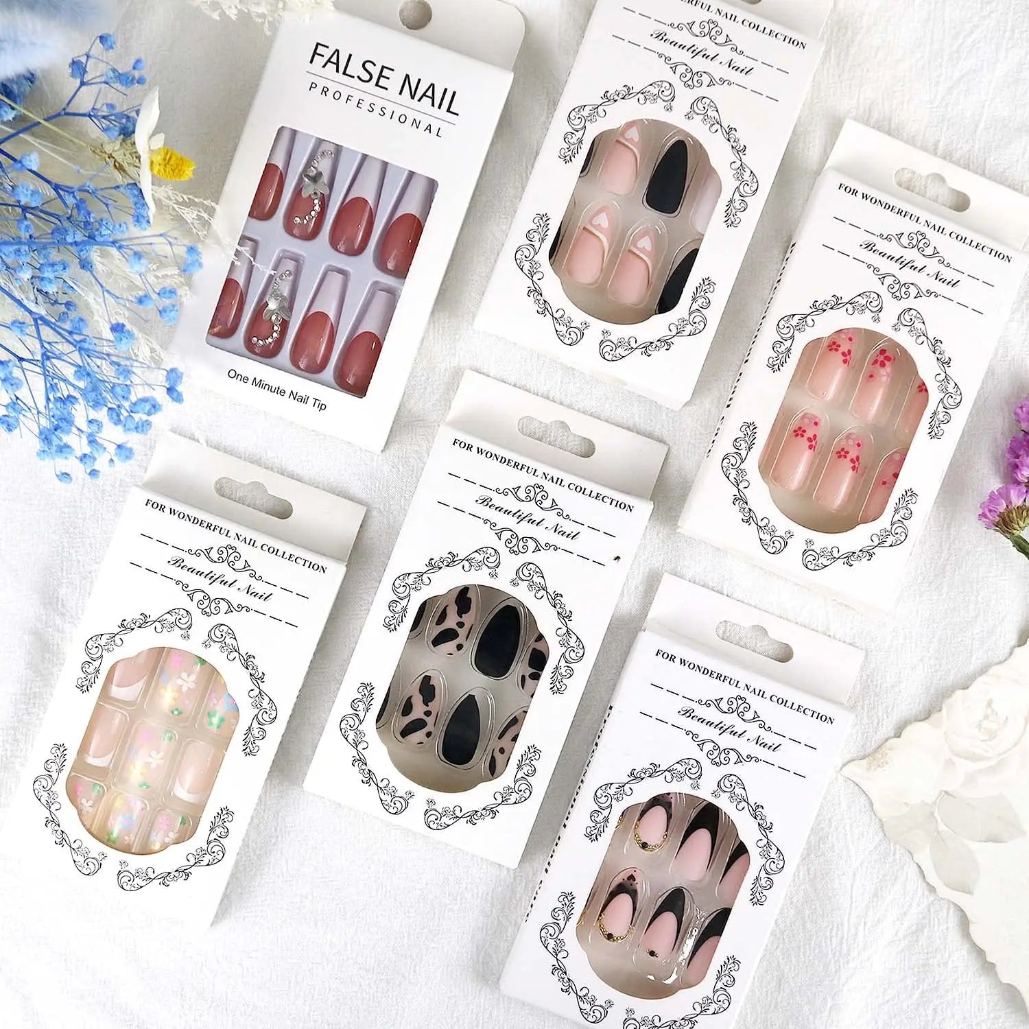 Pink French Style Fake Nails Pink Gradient Press on Nails Sweet Girls Charms Manicure Square Head Ballerina False Nails Patches Good Vibrations