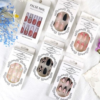 Pink French Style Fake Nails Pink Gradient Press on Nails Sweet Girls Charms Manicure Square Head Ballerina False Nails Patches Good Vibrations