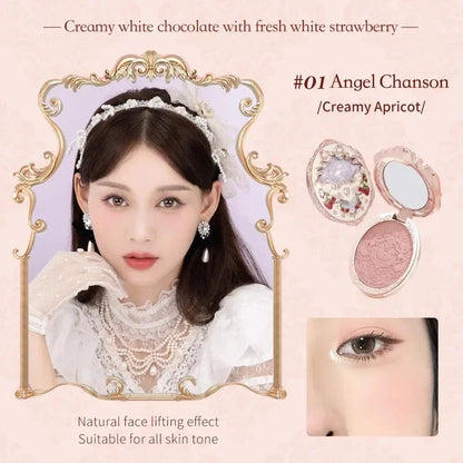 Flower Knows Makeup Unicorn Strawberry Rococo Embossed Blush On Natural Cheek Matte Long Lasting Blusher Makeup 6 Colors 5g Good Vibrations