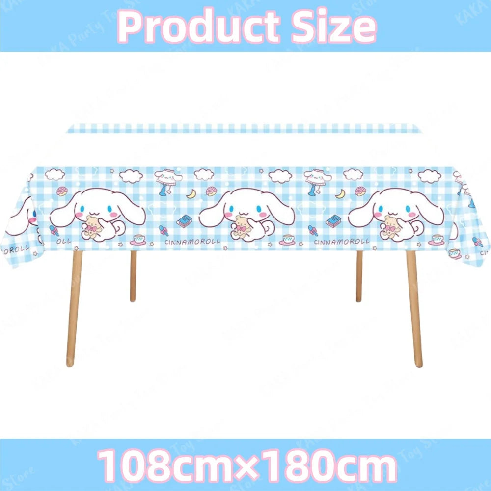 Cinnamoroll Birthday Decorations Include Banner Balloon Balloon Backdrop Cake Cupcake Toppers Tablecloth for Kids Party Supplies Good Vibrations