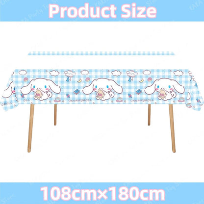 Cinnamoroll Birthday Decorations Include Banner Balloon Balloon Backdrop Cake Cupcake Toppers Tablecloth for Kids Party Supplies Good Vibrations