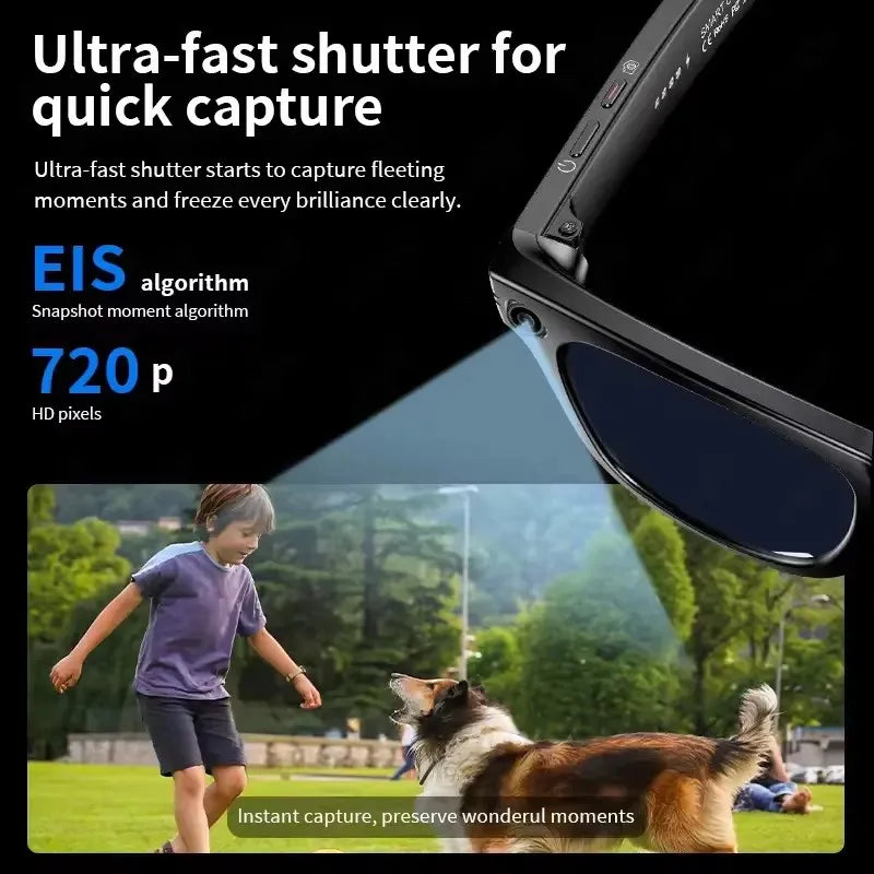 Smart Glasses HD Recording Videos AI Photo Recognition Answer Translation 290mAh Large Battery IP67 Waterproof Bluetooth Glasses Good Vibrations