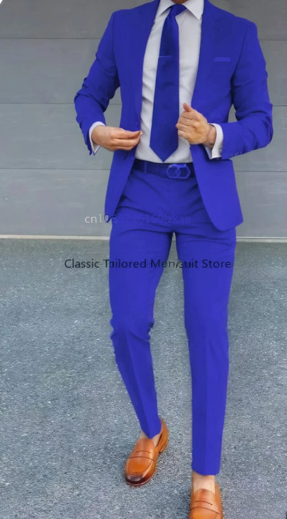 Men's Suit 2 Piece Suit   Jacket Pants Formal Wedding Tuxedo Groom Clothes Custom Color Blazer XS-5XL Good Vibrations