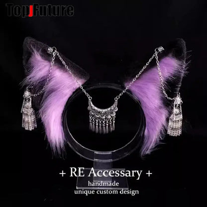 Harajuku Halloween Gothic Punk LolitaWomen Cosplay Animal Wolf Ears Headdress Plush Hairband Furry Lolita Headband Anime GOOD Vibrations