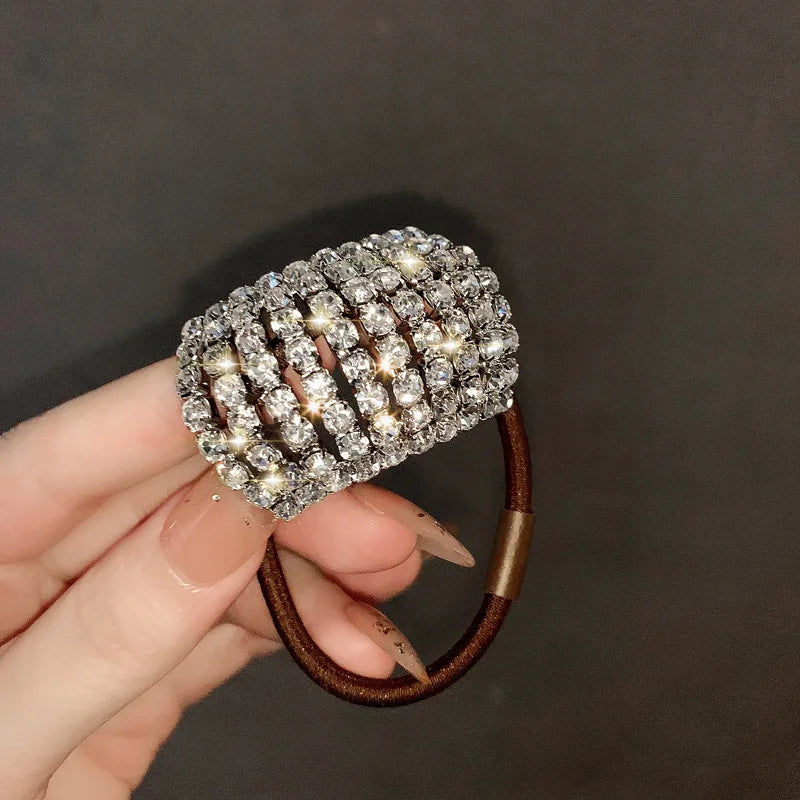 Sparkling rhinestone decoration hair ring elastic headband ponytail holder retro fashion hair clip for women and daily use Good Vibrations