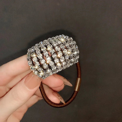 Sparkling rhinestone decoration hair ring elastic headband ponytail holder retro fashion hair clip for women and daily use Good Vibrations