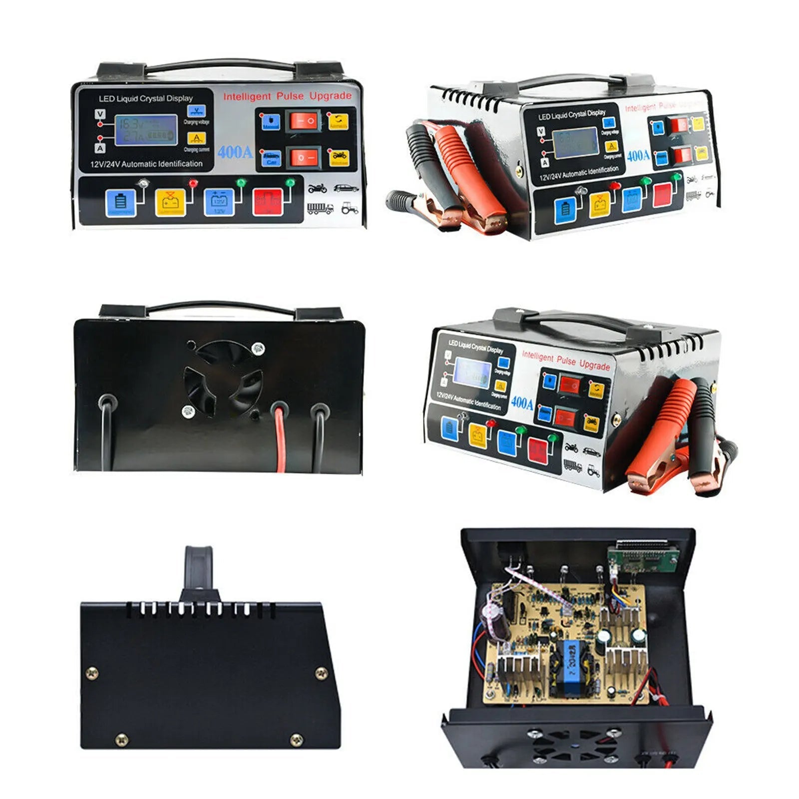 Metal Car Battery Charger 12V24V 220W Full Automatic Car Battery Charger Repair Battery Charger High Power Fast Charger Good Vibrations