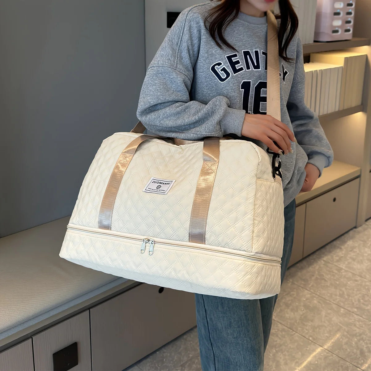 Lightweight Luggage Bag, Large Capacity Travel Duffle Bag Gym Tote Bags, Shoulder Weekender Overnight Bag Good Vibrations Adult Super Store