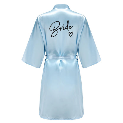 Wedding Party Team Bride Robe With Black Letters Kimono Satin Pajamas Bridesmaid Bathrobe SP003 Good Vibrations