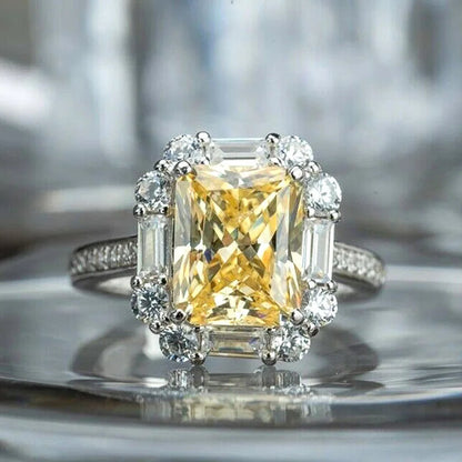 Elegant Yellow Water Drop Shaped Crystal Rhinestone Zircon Ladies Ring for Women Party Wedding Engagement Jewelry Size 6-10 Good Vibrations