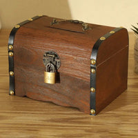 Wooden Retro Treasure Chest Piggy Bank Decorative Box With Lock,Coin,Banknote Storage Box Safe Money Box Gift cofre del tesoro Good Vibrations Adult Super Store