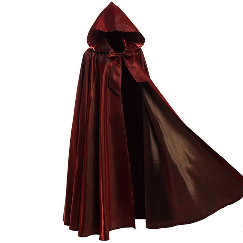 Halloween Party Costume Women Men Adult Long Robe Hooded Cloak Witchcraft Christmas Holiday Solid Color Medieval Cape Good Vibrations