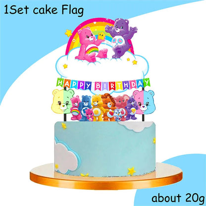 Care Bear Party Supplies Disposable Plate  Napkin Tablecloth Cake Topper Gifts Bag Kids for Birthday Party Decorations Set Gifts Good Vibrations