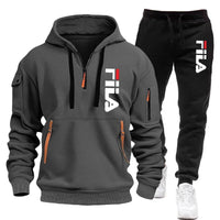 Autumn and Winter 2025 new men's hooded sweatshirt + pants two-piece set, outdoor multi-pocket men's pullover sportswear set Good Vibrations