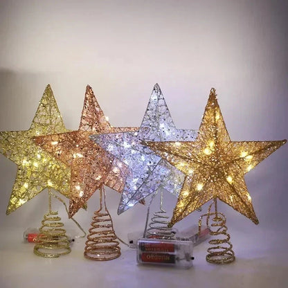 Christmas Tree Topper Star with LED Lights 20cm/25cm Festive Shining Decoration for Xmas Tree Home Holiday Decor Good Vibrations