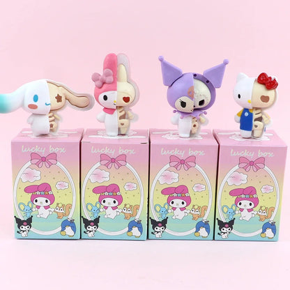 Sanrio Half skeleton Blind Box HelloKitty Kuromi Melody Cartoon Character Figures Dolls Cinnamoroll Cute Model Collection Toy Good Vibrations