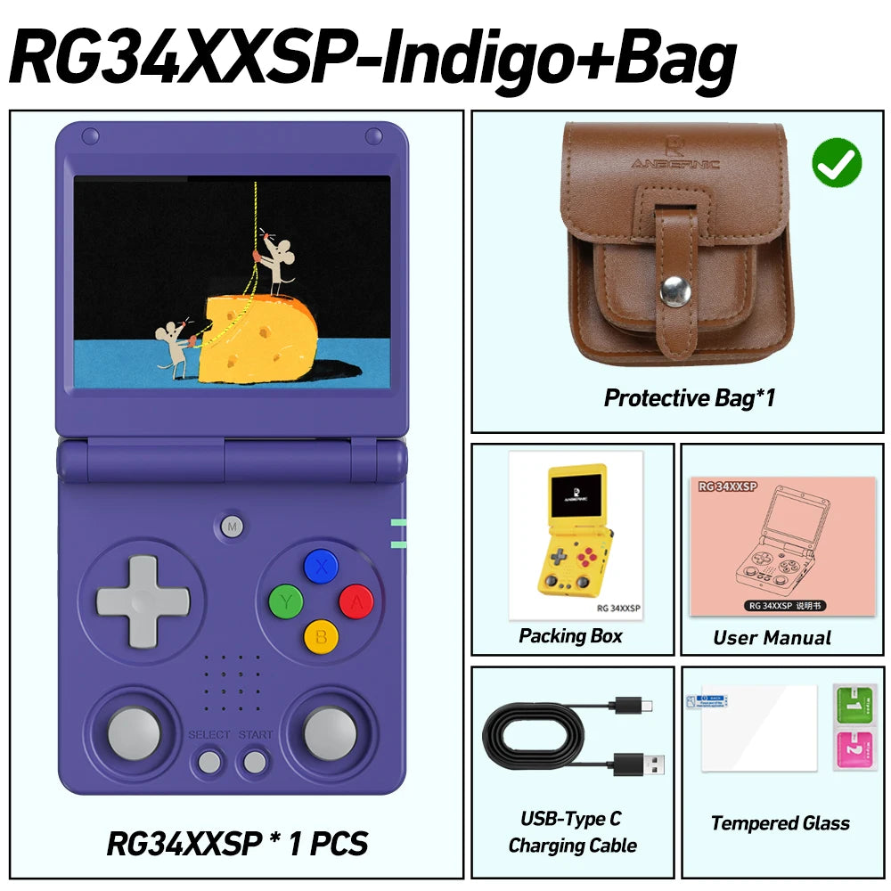 Anbernic RG34XXSP 3.4-Inch IPS Linux 64-bit Game Console H700 quad-core LPDDR4 2GB Retro Game Player HD-Connect To TV RG 34XXSP Good Vibrations