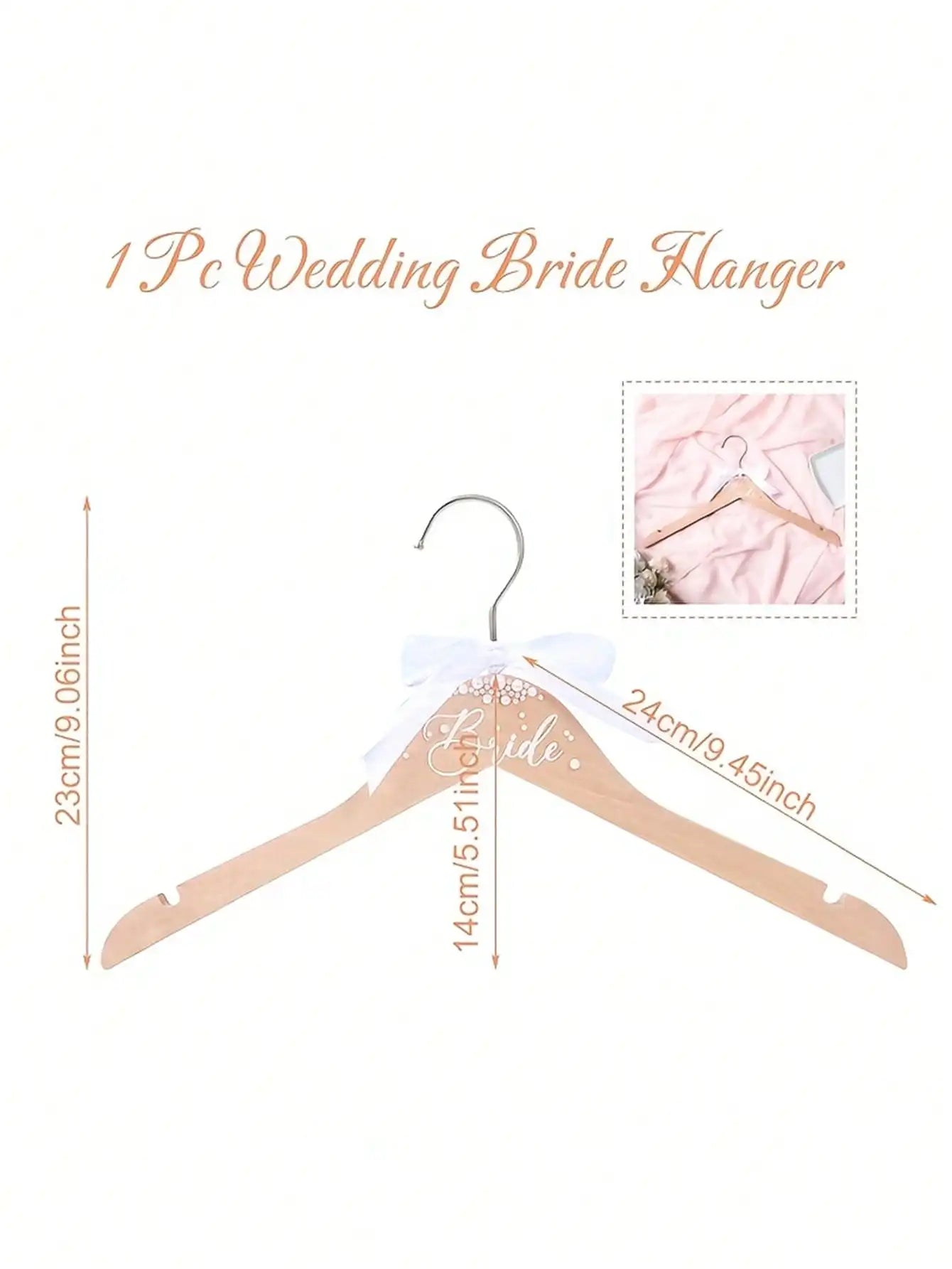 Wooden Bride  Hanger Faux Pearl Elegant Wedding Decor Ideal Gift Clothes Hanger With Ribbon For Wedding Dresses Suits Wedding Good Vibrations
