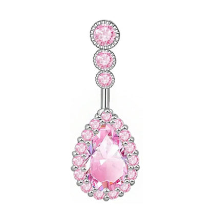 Fashion Pink Crystal Crown Belly Button Rings Stainless Steel Long Pendant Butterfly Heart Navel Piercing for Women Jewelry Good Vibrations Adult Super Store