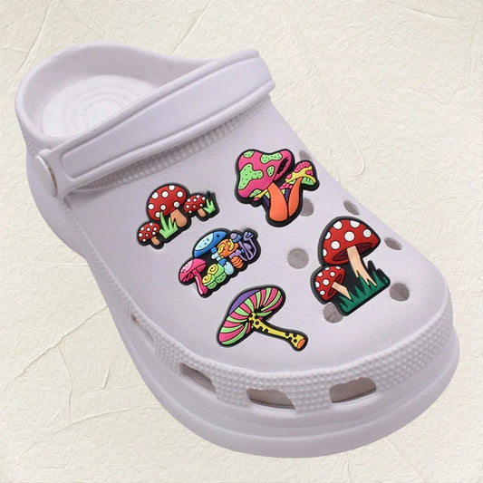 Mushroom Shoe Charms forCrocodile charms   Women Clogs Pins Men Badges Kids Jeans Boy Girls Decorations Buckle Shoes Accessories Good Vibrations