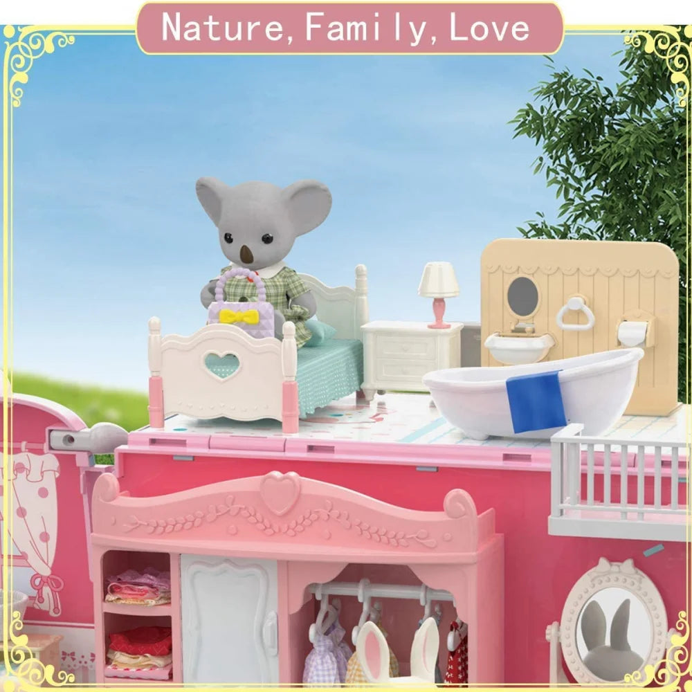 Dollhouse Koala Tour Bus Diary Girl Play House Toy Diy Bedroom Dresser Dining Kitchen Bathroom Shop Pretend Family Toys Girls Good Vibrations