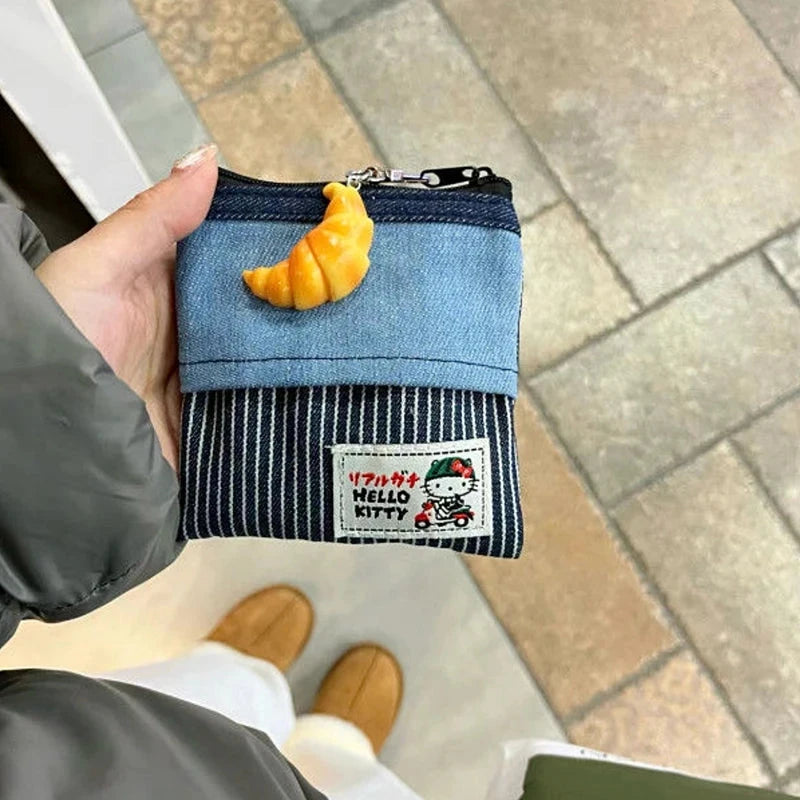 Sanrio Hello Kitty Cartoon Cowboy Pocket Bag Creative Anime Periphery Cosmetics Storage Cute and portable holiday gift for Girl Good Vibrations