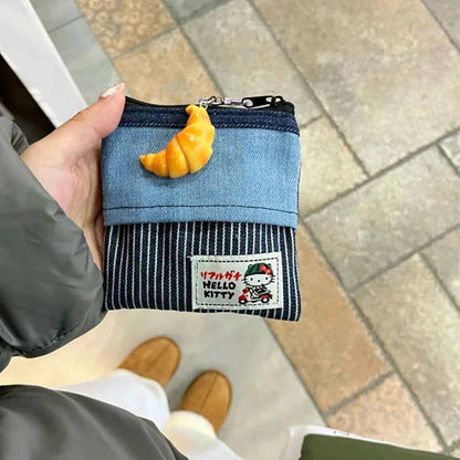 Sanrio Hello Kitty Cartoon Cowboy Pocket Bag Creative Anime Periphery Cosmetics Storage Cute and portable holiday gift for Girl Good Vibrations