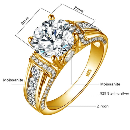 Certified D Color VVS1 2ct Moissanite Diamond Ring For Women 100% Sterling Silver Good Quality Wedding Jewelry Pass Diamond Test Good Vibrations