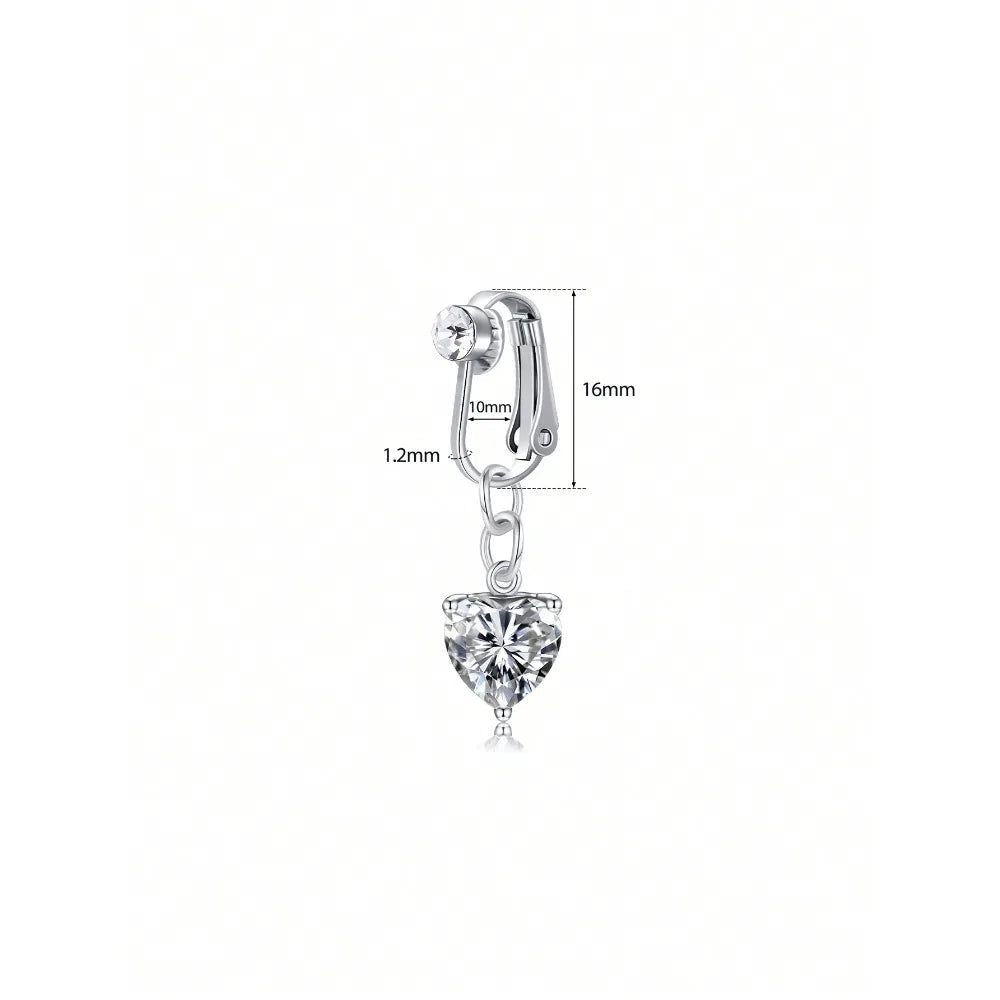 Fake Belly Ring Bell Button Rings Fake Belly Piercing Love Heart Butterfly Dangle Clip On Umbilical Navel Cartilage Earring Clip Good Vibrations Adult Super Store