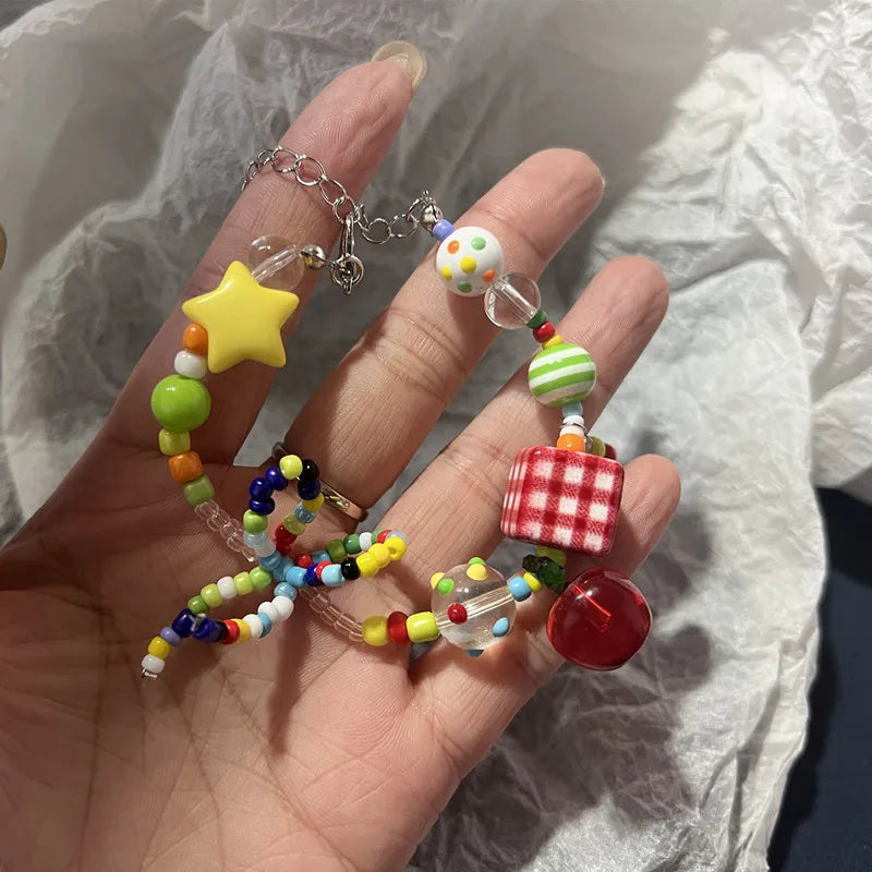Colorful Beaded Bracelet for Women and Girls Y2K Fashion Cute Butterfly Bow Bead Sweet Star BraceletsKorean Jewelry Party Gift Good Vibrations