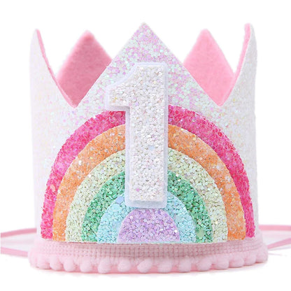 1st Birthday Party Decor Hat Kids 1 2 3 Year Happy Birthday Boy Girl Crown Hat First Happy Birthday Party Baby Shower Decoration Good Vibrations