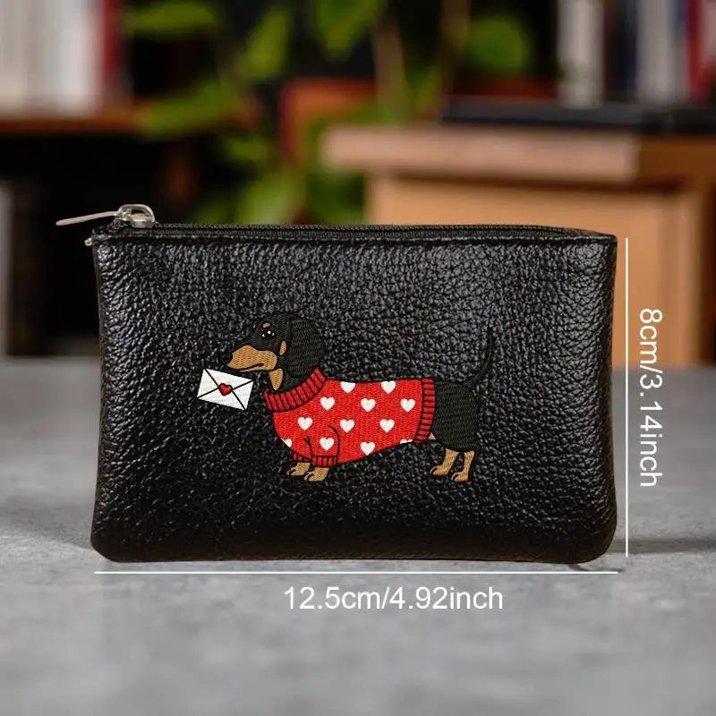 1PC Cartoon Dachshund Coin Purse PU Leather Zipper Wallet Cute Dog Card Holder Small Change Purse Mini Wallet Pouch Good Vibrations