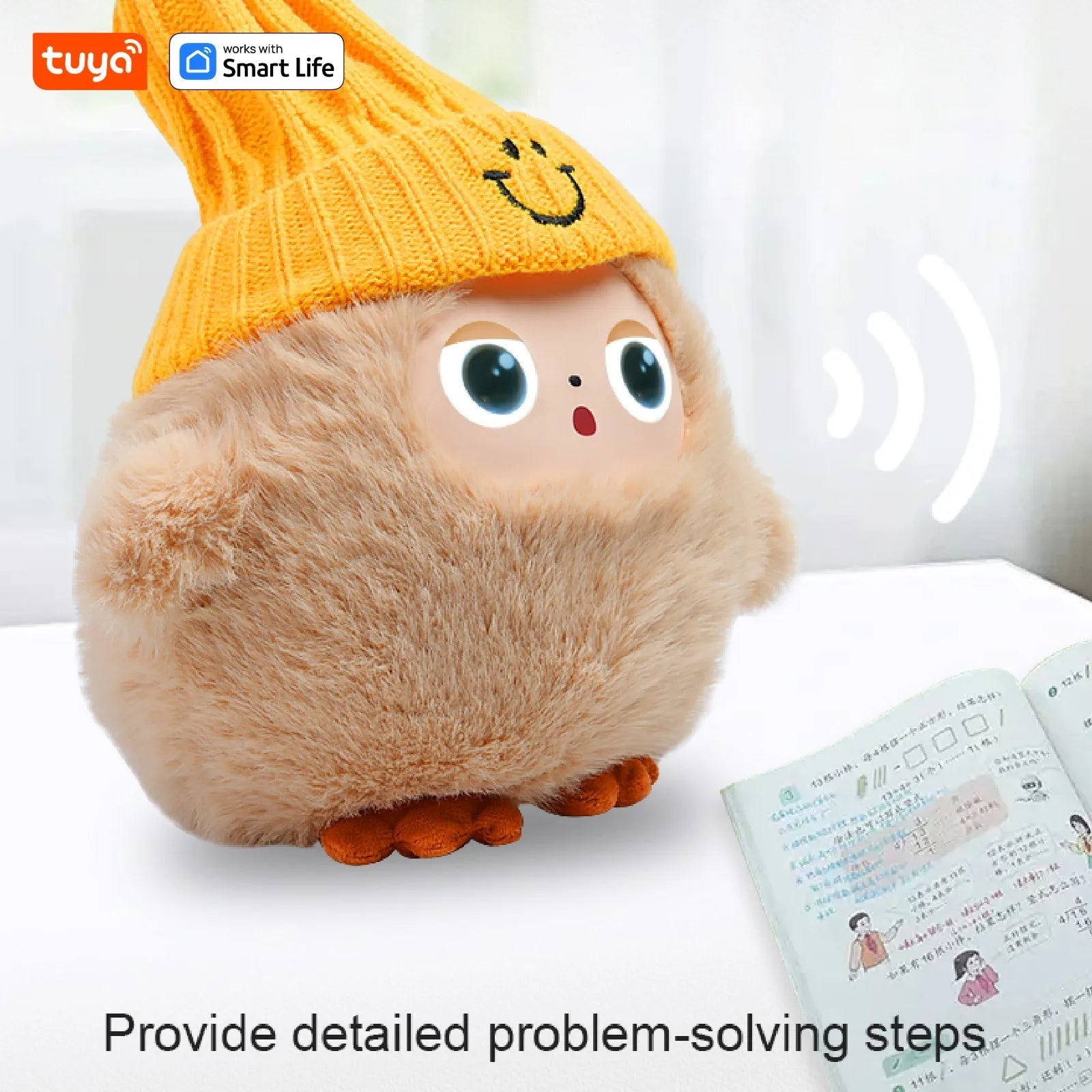 Tuya AI Plush Toy w/Smart Voice & LED Eyes,Interactive Companion for Kids/Adults,Gift-Ready Rechargeable E-Pet open up fun life Good Vibrations