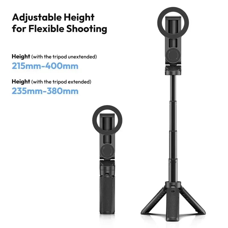 2026 Magnetic Selfie Stick Phone Tripod w Remote Extend Cell Phone Tripod Stand For MagSafe iPhone 16 15 14 13 12 XIAOMI SAMSUNG Good Vibrations