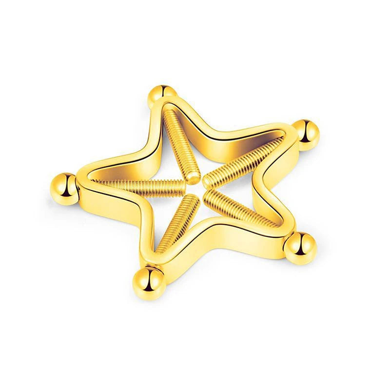 [Y]1Pc Stainless Steel Adjustable Nipple Rings For Women, Star Shaped Clip On Nipple Ring Fake Nipple Piercing Jewelry Good Vibrations