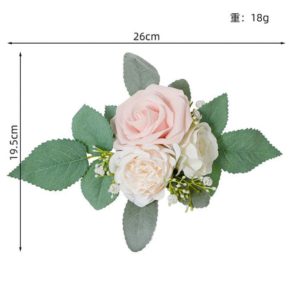 Yannew 3pcs Rustic Artificial Rose Flower Cake Toppers Birthday Country Wedding Cake Decoration Table Centerpieces Arrangement Good Vibrations